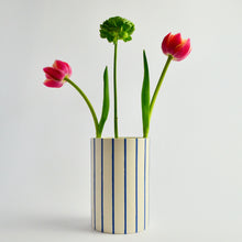 Load image into Gallery viewer, Wide Striped Vase Deep Blue (New)