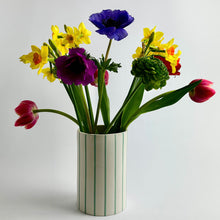 Load image into Gallery viewer, Wide Striped Vase Green (New)