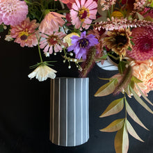 Load image into Gallery viewer, Wide Striped Vase Grey