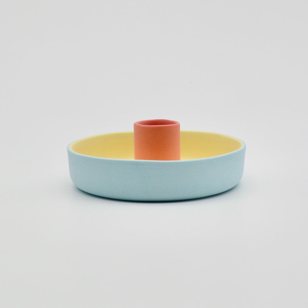 Candle Holder Blue/Yellow/Pink