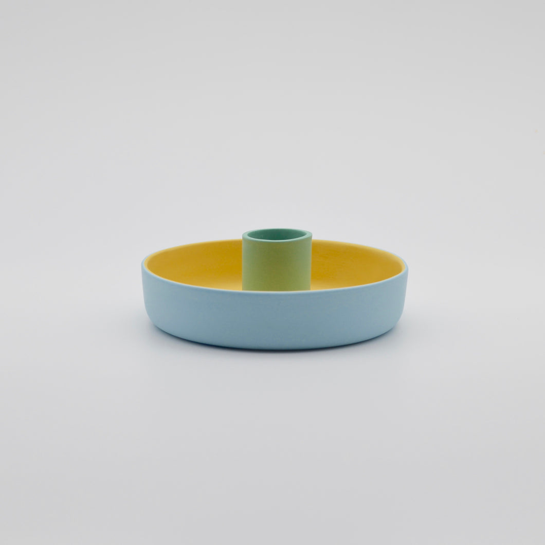 Candle Holder Blue/Yellow/Green