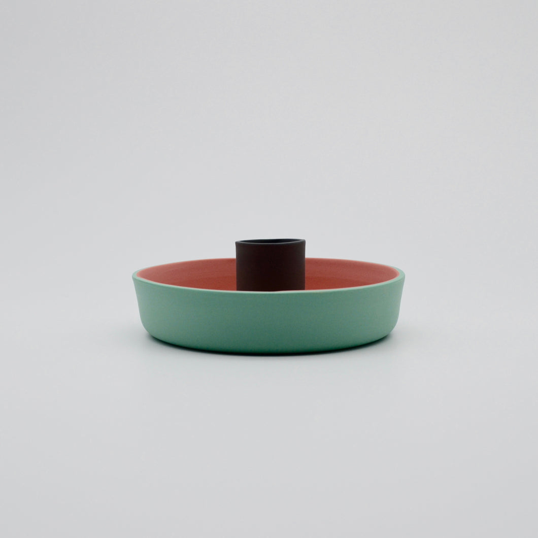 Candle Holder Green/Pink/Grey